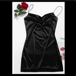 Zaful Black Satin Mini Dress!